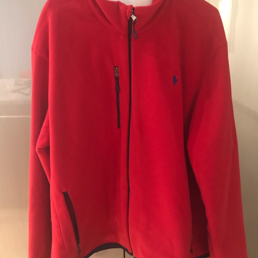 Red Fleece Jacket Polo by Ralph Lauren XXL